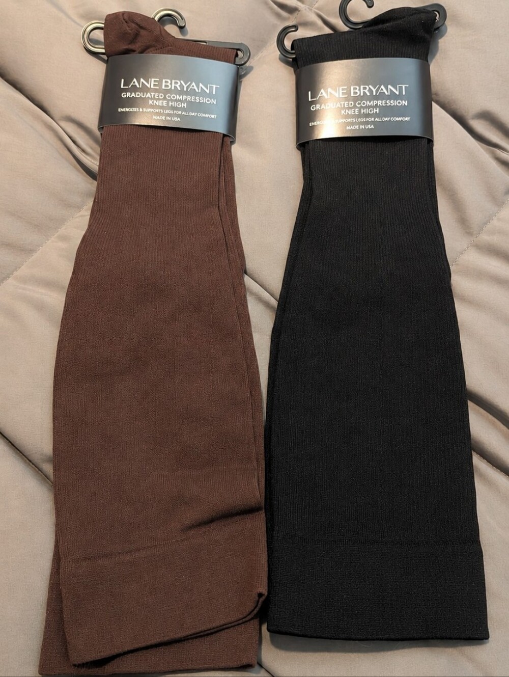 Lane Bryant Knee High Compression Socks in Black and Brown